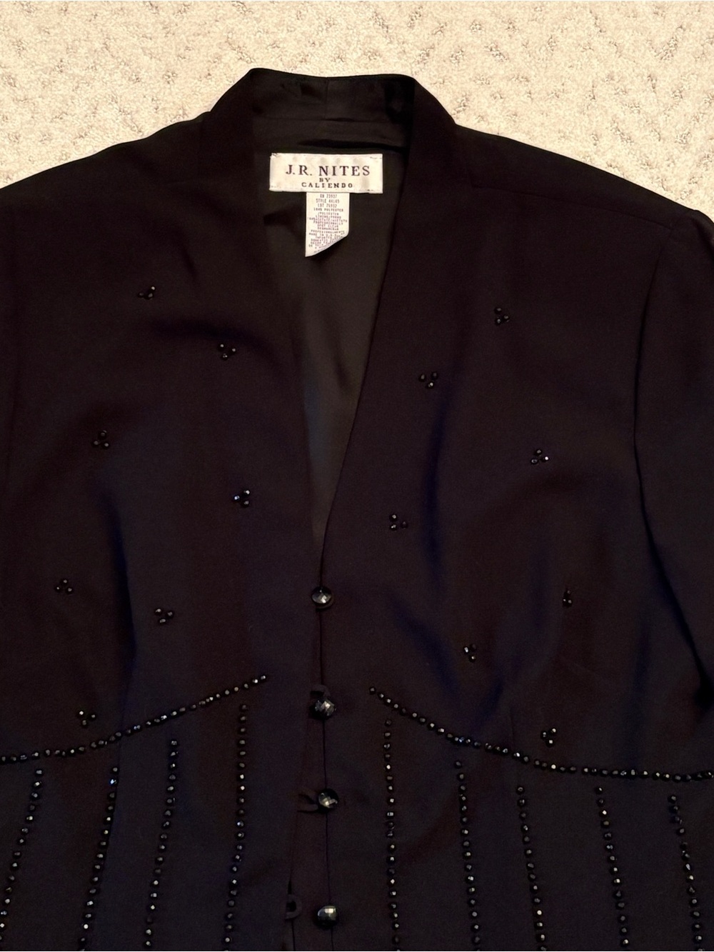 Caliendo Black Evening Cocktail Dress Jacket NEW Womens Size 16 Large Beaded - Picture 3 of 16